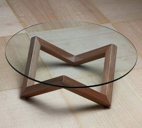 Glass And Wood Coffee Table, Meja Industrial, Tea Table Design, Koti Diy, Modern Glass Coffee Table, Coffee Table Design Modern, Round Glass Table, Wood Table Design, Metal Furniture Design