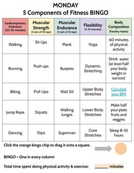 Components Of Health, Fitness Bingo, Health Related Fitness, Components Of Fitness, Physical Education Lesson Plans, Physical Education Curriculum, Pe Lesson Plans, Elementary Physical Education, Physical Education Lessons