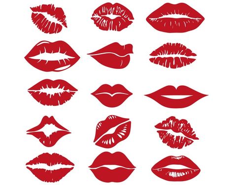 Lips Svg Free Cricut, How To Draw Kissing Lips, Kissy Lips Tattoo, Kiss Tattoo Design, Lip Print Tattoos, Smile Clipart, Valentines Lips, Kiss Svg, Kiss Design