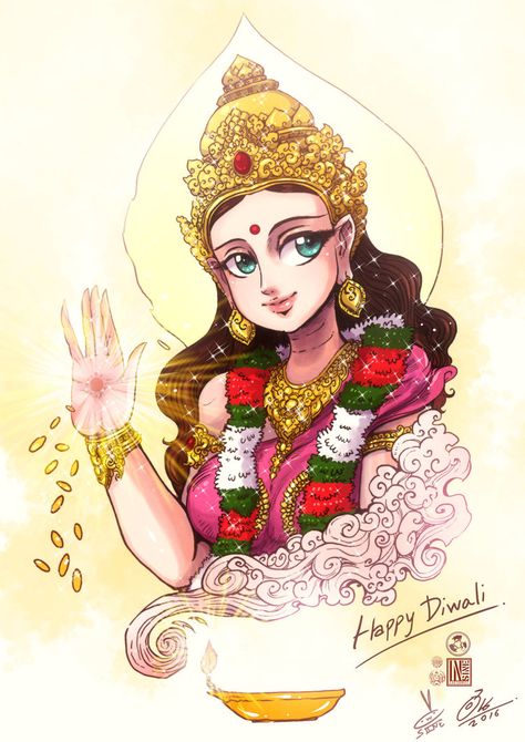 Happy Diwali 2016 by In-Sine Drawing Of Laxmi Mata, Goddess Laxmi Paintings, Cute Laxmi Goddess, Laxmi Mata Painting, Laxmi Goddess Painting, Lakshmi Mata Drawing, Laxmi Goddess Drawing, Laxmi Illustration, Laxmi Mata Drawing