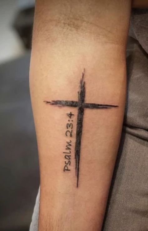 Psalm 144:1 Tattoo, Yaweh Tattoos Hebrew, Simplistic Christian Tattoos, Small Men’s Tattoo Forearm, Psalms 23:4 Tattoos, Bible Verse Tattoos For Men Forearm, Psalm 23 4 Tattoo, Forearm Cross Tattoo, Small Tattoos Christian