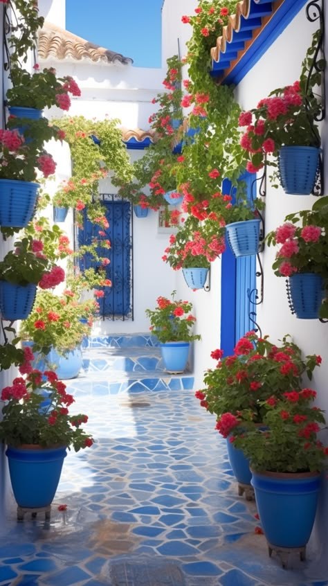 Greek Style Garden, Sky Window, Dream House Aesthetic, Small Patio Garden, Mediterranean Style Homes, Landscape Photography Nature, Pinterest Aesthetic, House Building, Art House