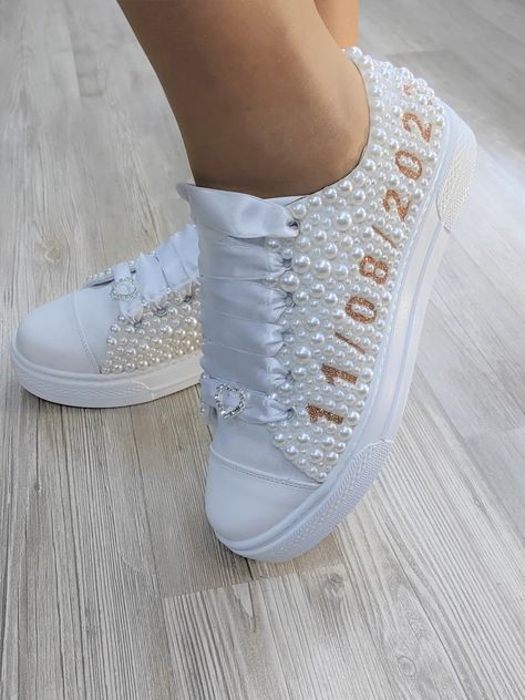 Bridal Converse Shoes, Converse Wedding, Bridal Converse, Converse Wedding Shoes, Bridal Sneakers, Wedding Dress Ivory, Shoes Names, Shoes Bride, Wedding Converse