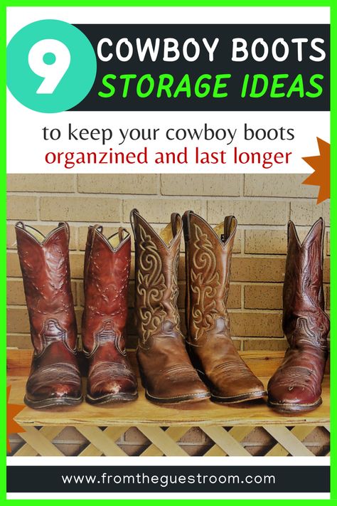 store cowboy boots Cowboy Boots Storage Ideas, Cowboy Boot Storage Ideas Closet, How To Store Boots In Closet, Cowboy Boot Display Bedroom, How To Store Boots, Boot Storage Ideas Closet, Boots Storage Ideas, Diy Boot Storage, Boot Storage Closet