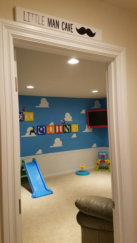 Disney World Room, Toy Story Playroom, Pixar Playroom, Toy Story Room Ideas For Boys, Pixar Bedroom, Creativity Room, Toy Story Room, Lactation Room, Boys Playroom