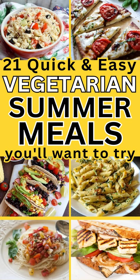 Fast Vegetarian Dinner, Meatless Meals Healthy, Summer Vegetarian Recipes, Summer Dinner Ideas, Summer Dinner Recipes, Dinner Quick, Easy Summer Dinners, Easy Vegetarian Dinner, Vegetarian Meal Plan