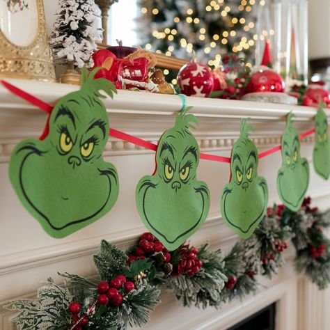 Whoville Diy Decorations, Christmas Eve Movie Night, Classroom Door Contest, Grinch Diy Decorations, Grinchmas Decorations Diy, Grinch Garland, Diy Grinch Decorations, Christmas Eve Movie, Grinch Decorations