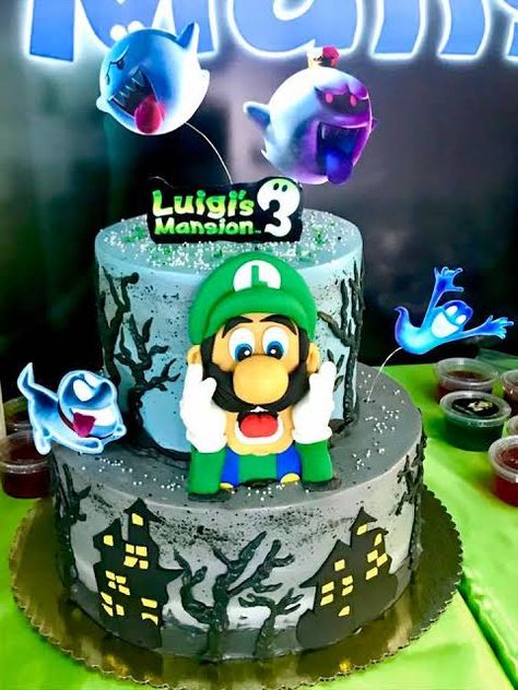 Luigi's Mansion Birthday Cake, King Boo Cake, Luigi’s Mansion Party, Luigi’s Mansion Birthday Party, Luigi Mansion Cake, Luigis Mansion 3 Party, Luigi Mansion Party Ideas, Luigi Birthday Cake, Luigi Haunted Mansion