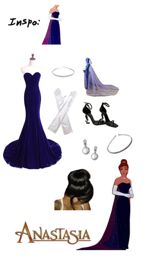 Princess Anastasia Blue Dress, Diy Anastasia Costume, Anastasia Outfit Ideas, Halloween Costume With Blue Dress, Anastasia Costume Halloween, Anastasia Halloween Costume, Night At The Museum Costume, Anastasia Outfits, Anastasia Core