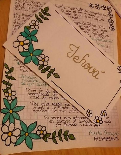 Ideas Para Decorar Una Carta, Letter Writing Examples, Simple Flower Drawing, Design Writing, Mail Art Envelopes, Happy Birthday Cards Diy, Paper Art Design, Bond Paper Design, Letter Ideas