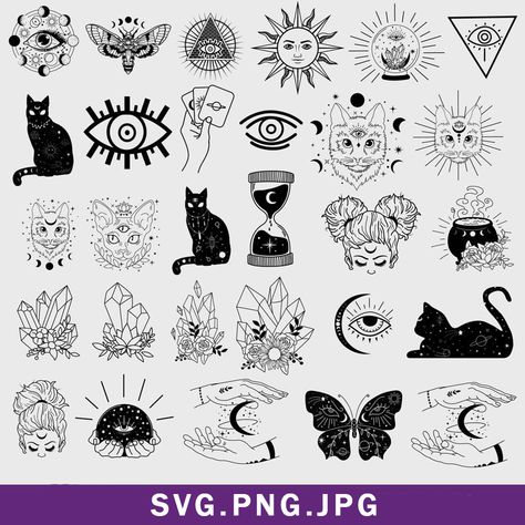 Black Cat Svg, Witchy Svg, Celestial Svg, Htv Projects, Moon Svg, Jack O Lantern Faces, Moon Cat, Witch Svg, Spooky Tattoos