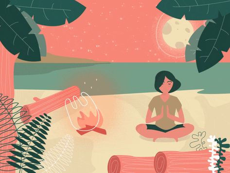 Meditation Animation, Beach Illustration, Motion Design Video, Splash Screen, Design Video, Beach Design, Saint Charles, Silver Spring, Motion Design