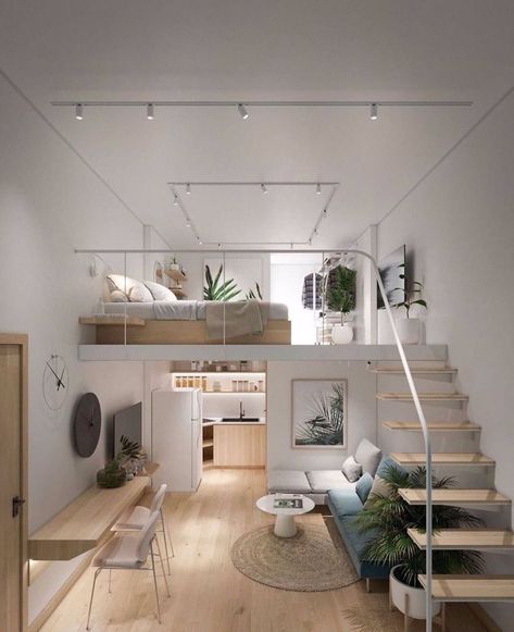 Home Interior on Twitter: "… " Smart Tiny House, Small Loft Apartments, Instagram Magazine, Loft House Design, Tiny House Loft, House Loft, Loft Interiors, التصميم الخارجي للمنزل, Studio Apartment Ideas