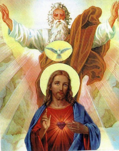 Holy Trinity Religious Pictures, Jesus Christ Images, Religious Images, Biblical Art, Jesus Images, Religious Icons, Catholic Prayers, God The Father, Catholic Art