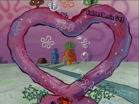 Iconic Spongebob Scenes, Spongebob Valentines Day, Spongebob Valentines, Spongebob Floating, Spongebob Aesthetic, Valentine Wallpapers, Spongebob Spongebob, Spongebob Background, Valentines Day Wallpaper