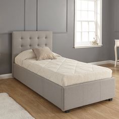 Mercury Row Aarav Upholstered Ottoman Bed Frame & Reviews | Wayfair.co.uk Loft Bedroom Ideas, Flat Bedroom, Room Redecorating, Small Bedroom Inspiration, Teenager Bedroom, Ottoman Bed Frame, Flat Furniture, Grey Bed Frame, Single Size Bed