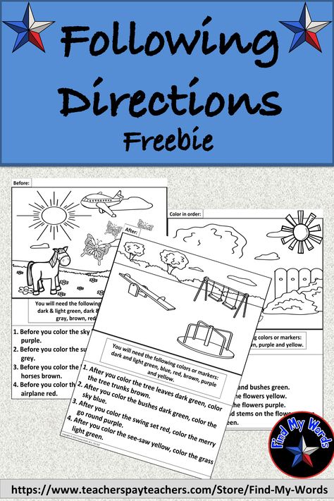 2 Step Directions Speech Therapy, Teaching Before And After Concepts, Following Directions Activities, Speech Therapy Tools, Speech And Language Therapy, School Speech Therapy, Language Therapy Activities, Speech Therapy Games, Speech Language Activities