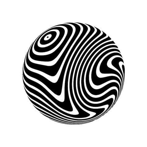 Premium Vector | Optical illusion on 3d sphere Sphere of stripes Illusion effect Black and white 3d art Vector illustration Op Art Black And White, Sphere Graphic Design, Optic Illusion Art, Black And White Optical Illusions, Optical Illusions Art Drawing, White 3d Art, Color Optical Illusions, 3d Sphere, Yog Sothoth