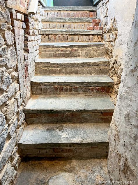 Install stone steps down to a basement and they will last forever. Ours are even starting to show foot traffic wear.  #stonesteps #staircase #foottrafficwear #basementideas #stairwayideas #stairs Entrance Makeover, Stone Staircase, Patio Stairs, Basement Entrance, Stone Steps, Stone Stairs, Basement Stairs, Painted Stairs, Rustic Stone