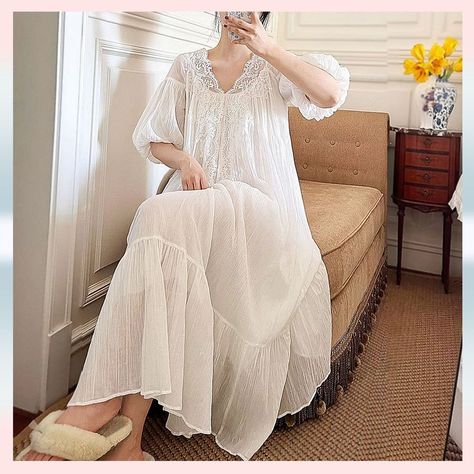 Princess Sleepwear, Vintage Nightwear, Pajamas Dress, Lace Pajamas, Summer Cotton Dress, Dress Fairy, Romantic Girl, Vintage Nightgown, Vintage Princess