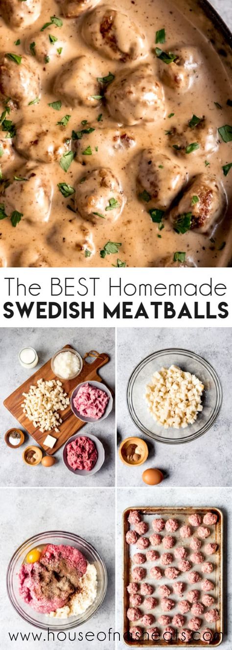 This recipe for easy, homemade Swedish Meatballs in a rich, creamy sauce is one of our favorite comfort foods! These really are the best Swedish meatballs in a simple gravy sauce that is made from scratch that I've ever had! #meatballs #Swedish #swedishmeatballs #groundbeef #groundpork #homemade #recipe #Ikea #sauce #gravy #simple Meatballs Swedish, Best Swedish Meatballs, Simple Gravy, Easy Swedish Meatballs, Homemade Swedish Meatballs, Swedish Meatballs Recipe, Swedish Meatballs Easy, Meatball Recipes Easy, Gravy Sauce