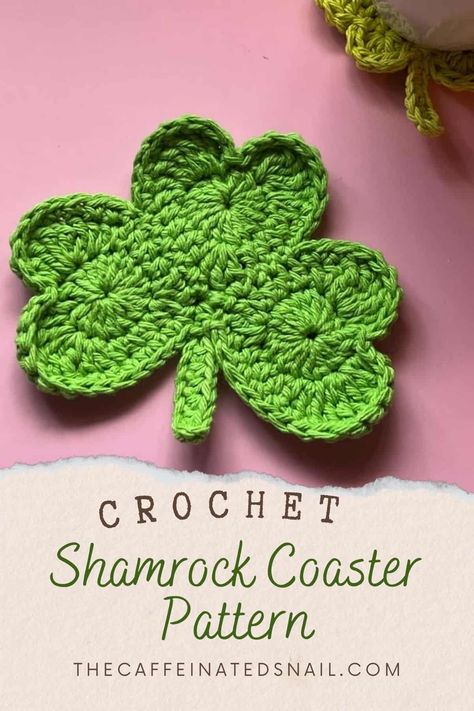 A simple and cute way to decorate Saint Patrick's Day is with shamrock coasters using my Free Crochet Shamrock Coaster Pattern! Start your day with a bit of luck with your morning coffee! Crochet Shamrock, Coaster Crochet, Crochet Coasters Free Pattern, Bunny Napkins, Mouse Crafts, Coaster Pattern, Crochet Scarf Pattern Free, St Patrick's Day Decorations, Get Lucky