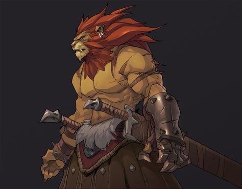 ArtStation - Battle Chasers Night war Favart, Hicham Habchi Hicham Habchi, Battle Chasers, Fantasy Races, Dungeons And Dragons Characters, Lion Art, Fantasy Warrior, Big Cat, Dnd Characters, Creature Art