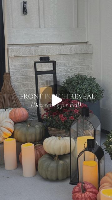 Kristina Svezhintseva on Instagram: "Front porch reveal! Comment FALL5 below for links!

I knew I wanted to go big or go home so I went BIG! Our new entrance is the perfect canvas to have an epic “front porch moment” and I’m here here for it! I absolutely loved using the @potterybarn pumpkins this year - they are so realistic and squirrel proof 🐿️ Save this for inspiration for your own porch or share with a friend who’s ready to decorate theirs! If you want links to shop, comment FALL5 below and I will send you a DM! 

✨HOW TO SHOP✨
1. Comment FALL5 and I’ll send you a direct link to shop! (You have to be following @bloomandbabe or the message may be blocked by IG)
2. Head to the link in bio, find the photo and click for a direct link to shop.
3. Head to my @shop.ltk storefront, search FA Pumpkins Front Porch, Go Big Or Go Home, Store Fronts, Front Porch, Pumpkins, Lanterns, Front Door, Entrance, Link In Bio