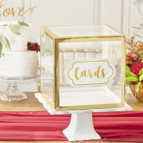 Gold Card Box Wedding, Wedding Necessities, Party Wedding Reception, Acrylic Card, Aspen Wedding, Wedding Card Box, Gift Card Boxes, Elegant Cards, Card Box Wedding