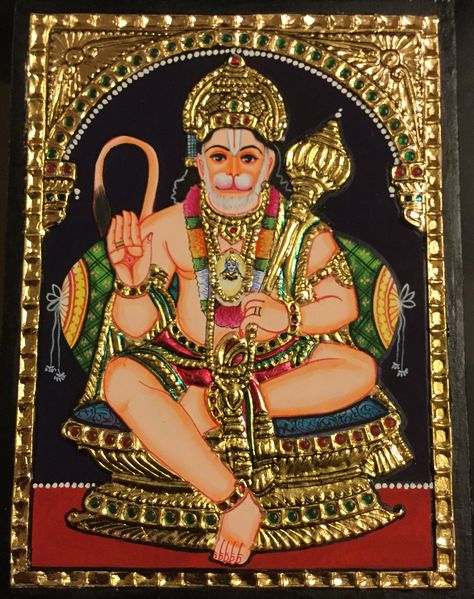 Known for his strength and intelligence, Lord Hanuman beautifully depicted in this Tanjore painting. DM for enquiries and personalisation. Hanuman Ji, Tanjore Painting, Lord Hanuman, Indian Art, Princess Zelda, Zelda Characters, Fictional Characters, Quick Saves, Art