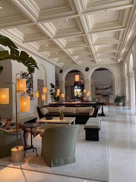 Hotel Inspired Interior Design, Luxury Hotel Lobby Lounge Interior Design, Italian Hotel Interior Design, Mediterranean Boutique Hotel, Parisian Hotel Lobby, Italian Hotel Lobby, Hotel Interior Aesthetic, Boho Hotel Lobby, Boutique Hotel Interiors Lobby