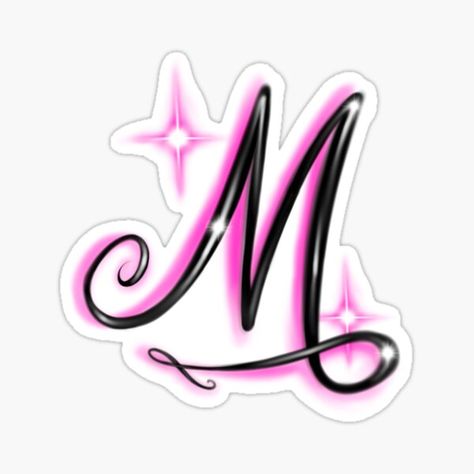 Letter M Gifts & Merchandise | Redbubble Airbrush Lettering Fonts, Airbrush Art Ideas Inspiration, Airbrush Designs Ideas, Airbrush Letters, Letter M Aesthetic, M Typography Logo, Airbrush Aesthetic, Airbrush Font, Y2k Lettering