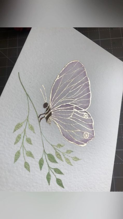 Metallic Watercolor Painting Ideas, Metallic Watercolor Painting, Blue And Gold Watercolor, Butterfly Watercolor Painting, Painting Clipart, Watercolor Butterflies, Watercolor Dragonfly, Whimsical Art Paintings, Painting Purple