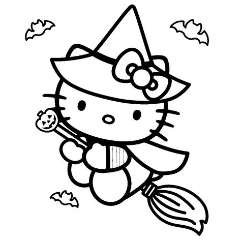 Hello Kitty Coloring Pages, Kitty Coloring Pages, Free Halloween Coloring Pages, Halloween Kitty, Hello Kitty Colouring Pages, Hello Kitty Printables, Hello Kitty Crafts, Kitty Coloring, Hello Kitty Coloring