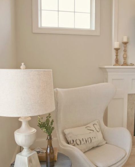 Belgian linen Copenhagen chair from RH. Hello Lovely Studio. #copenhagen #eggchair #rh #belgianlinen Benjamin Moore White Sand, White Living Room Chairs, French Farmhouse Living Room, Salons Cottage, Light Grey Paint Colors, Benjamin Moore White, Best White Paint, White Paint Colors, Room Paint Colors