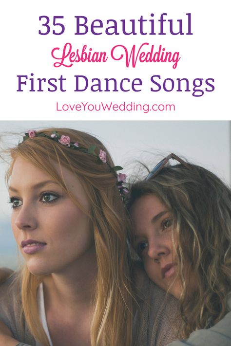 If you're searching for the best lesbian wedding first dance songs, check out our list of the most beautiful gender-neutral love songs to play on your big day. Wedding Lesbian Ideas, Lgbtq Wedding Two Brides, Lesbian Wedding Suit, Lesbian Engagement Pictures, Lesbian Wedding Outfits, Lesbian Wedding Rings, First Dance Wedding Songs, Amber Wedding, Lesbian Engagement