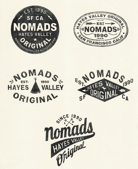 NOMADS CLOTHING STORE - Stamps designed by TIPI THIEVES Logos Vintage, Best Typography, Lettering Inspiration, Typo Logo, Ex Machina, Badge Design, Typography Letters, Logo Mark, Typography Inspiration