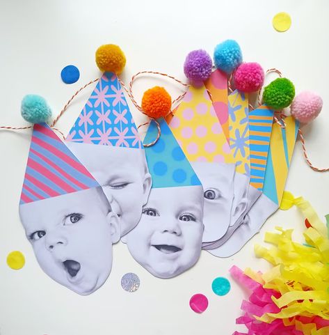 Head Garland, Pom Pom Party, Large Garland, Birthday Traditions, Twin First Birthday, Pom Garland, Birthday Bunting, Pom Pom Garland, Birthday Hat