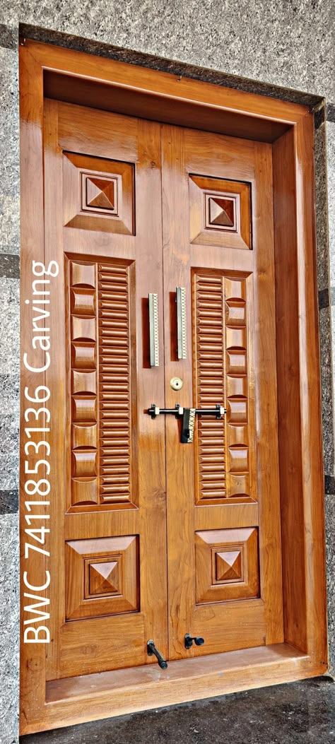 Old Main Door Design, Dable Door Design Modern, Wooden Double Front Doors Kerala, Maindoors Design Modern Double Door, Wooden Double Front Doors Indian, Wooden Double Front Doors Entrance, Front Double Door Design Wood Indian, Double Door Design Wood Jali, Main Double Door Design Entrance