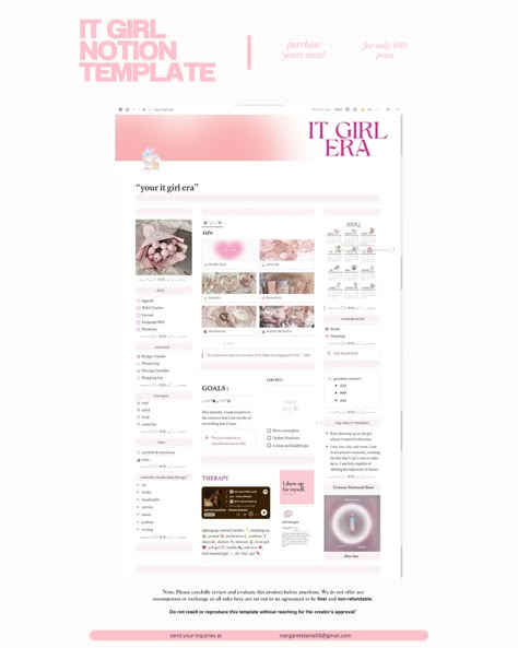 free notion template Pink Notion Template, Pink Notion, Soft Pink Aesthetic, Aesthetic Revolution, Notion Inspo, Life Planner Organization, Aesthetic Notion, The It Girl, Creative Playground