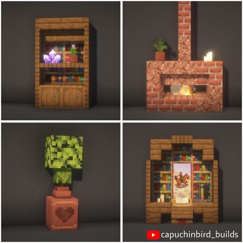 Capuchinbird • Minecraft builds and inspiration! (@capuchinbird) • Instagram fotoğrafları ve videoları Living Room Minecraft Ideas Cottage, Minecraft Hangout Room Ideas, Cool Minecraft House Interior Ideas, What To Put In Minecraft House, Minecraft Couple Bedroom Ideas, Minecraft Bed Rooms, Useful Builds In Minecraft, Minecraft Build Ideas Interior, Minecraft Cute Room Ideas