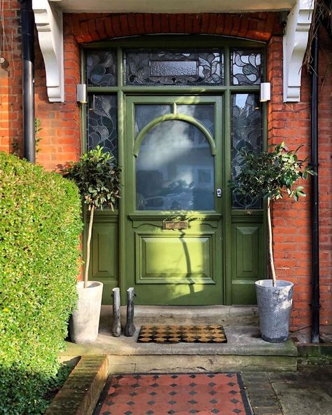 Green Front Door, Front Path, Green Front Doors, James White, Wood Cladding, Farrow And Ball, Front Door Colors, Green Door, Exterior Wood