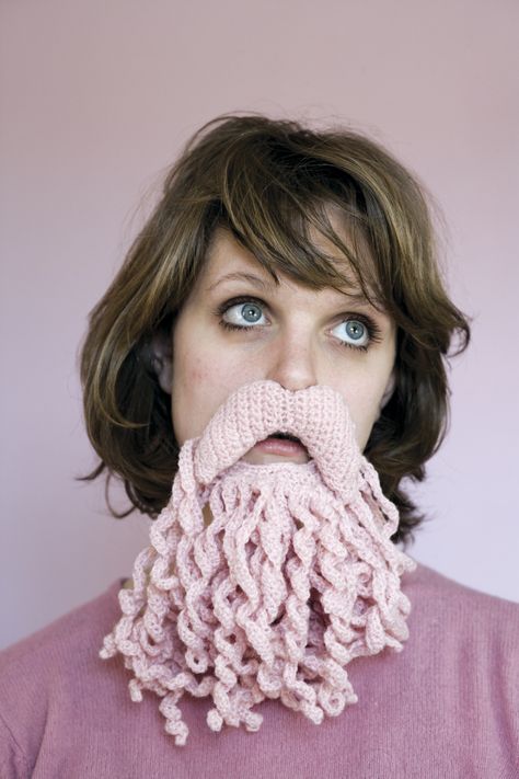 Knitted beard anyone? (Picture: Getty) share your knitted beards. Knitted beard costumes parties. Strange Crochet, Felt Beard, Knitted Beard, Yarn Beard, Beard Costume, Fake Beards, Knitting Room, Yarn And Needles, Knitting Humor