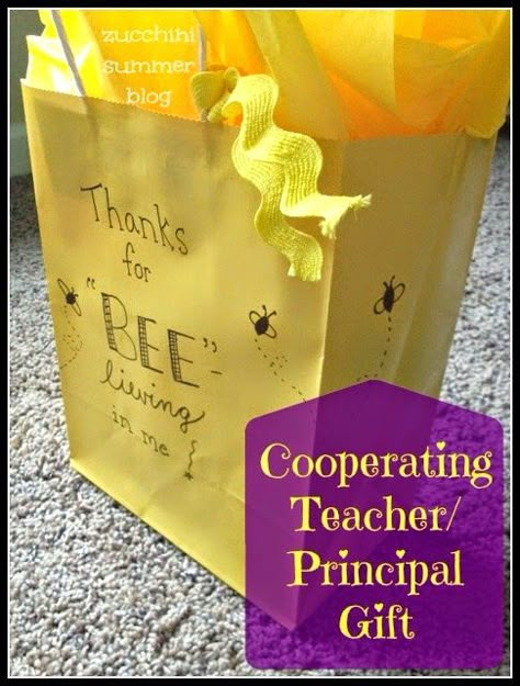 Click through to see what cute gift goes INSIDE this gift bag!   ---- If you are a student teacher needing a gift idea---this would be great to give your cooperating principal or teacher!  Also a good gift for dance coaches, gymnastics coach, piano teacher, and more.  "Thanks for BEE-lieving in me" Host Teacher Thank You Gift From Student Teacher, Student Teaching Gifts For Teacher, Goodbye Gift Student Teacher, Cooperating Teacher Gifts Goodbye, Gifts For Students From Student Teacher Goodbye, Gifts From Student Teacher To Mentor, Student Teaching Gifts For Students, Student Teacher Goodbye To Students, Gifts For Students From Teacher Goodbye