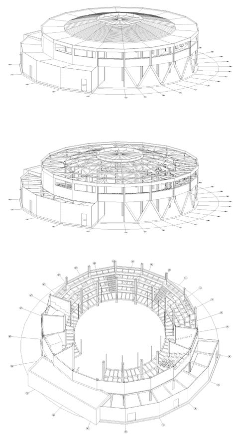 Circular Restaurant Plan Architecture, Circle Pavilion, Circular Restaurant, Staff Accommodation, Round Restaurant, Table Sketch, Building Columns, Perspective Architecture, Circular Buildings