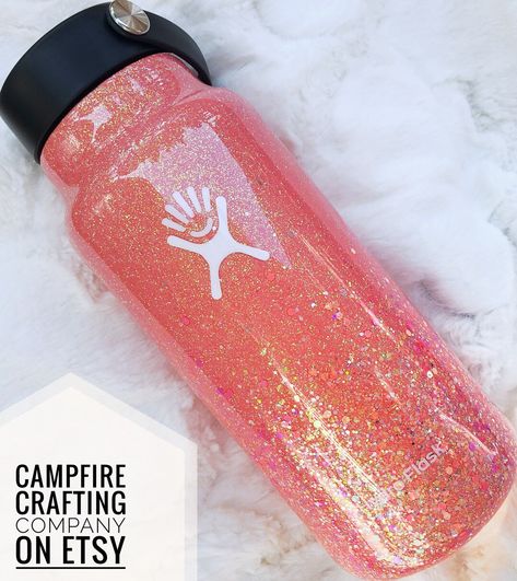 Custom Hydro Flask, Hydro Flask Tumbler, Ombré Glitter, Glitter Water Bottles, Glitter Water, Coral Ombre, Peach Salmon, Trendy Water Bottles, Personalized Travel Mugs