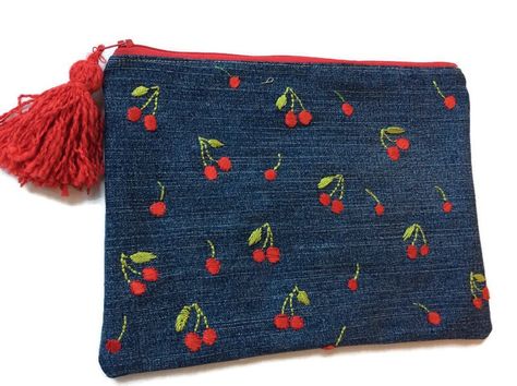 Denim Pouch, Money Collection, Travel Cases, Pouch Makeup, Toiletry Kit, Small Clutch, Recycled Denim, Jute Bags, Cosmetic Organizer