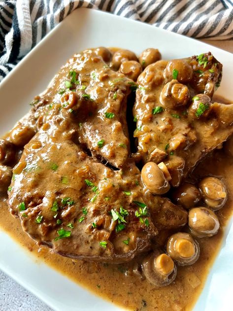 Pot Roast With Mushroom Gravy - The Menu Maid Pot Roast With Mushroom Gravy, Roast Beef With Mushroom Gravy, Pot Roast Mushroom Soup, Mushroom Soup Pot Roast, Beef With Mushroom Gravy, Pot Roast With Mushrooms, Mushroom Roast, Pork Roast Recipes Oven, Chuck Roast Crock Pot Recipes