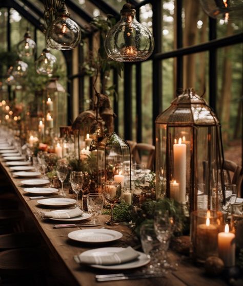 Magical Forest Wedding, Enchanted Forest Wedding Theme, Twilight Wedding, Forest Theme Wedding, Enchanted Forest Wedding, Dream Wedding Decorations, Enchanted Wedding, Greenhouse Wedding, Fairy Wedding