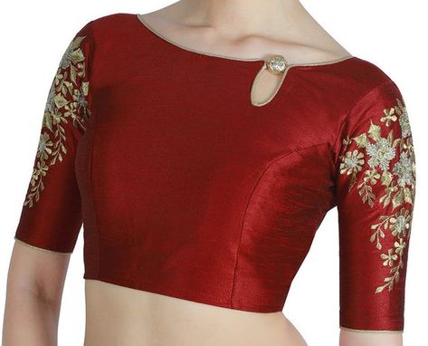 MAROON Readymade Polyester Raw Silk Stitched Wedding Christmas Party Wear Indianattire BOAT NECK Blo Raw Art, Blouse Designs High Neck, Boat Neck Blouse Design, Stitched Saree, Saree Blouse Neck Designs, Blouse Back Neck Designs, Simple Blouse Designs, Blouse Designs Silk, Elegant Blouse Designs